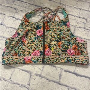 Torrid Floral Wireless Zip-Front Sports Bra Size 3